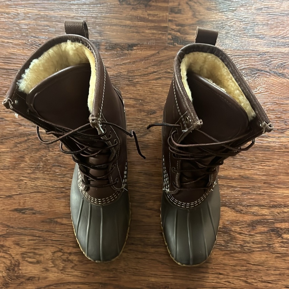 Women's Brown LL Bean Shearling lined all weather brown boots size 7 - Picture 4 of 6